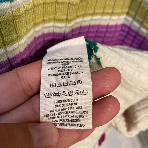 Free People Womens Gidget Sweaterdress Striped V-Neck - Ivory - Picture 7 of 9